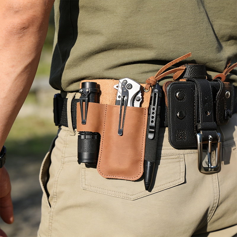 Edc Carry Holster - EDC Leather Flashlight Tool Holster Multi-functional