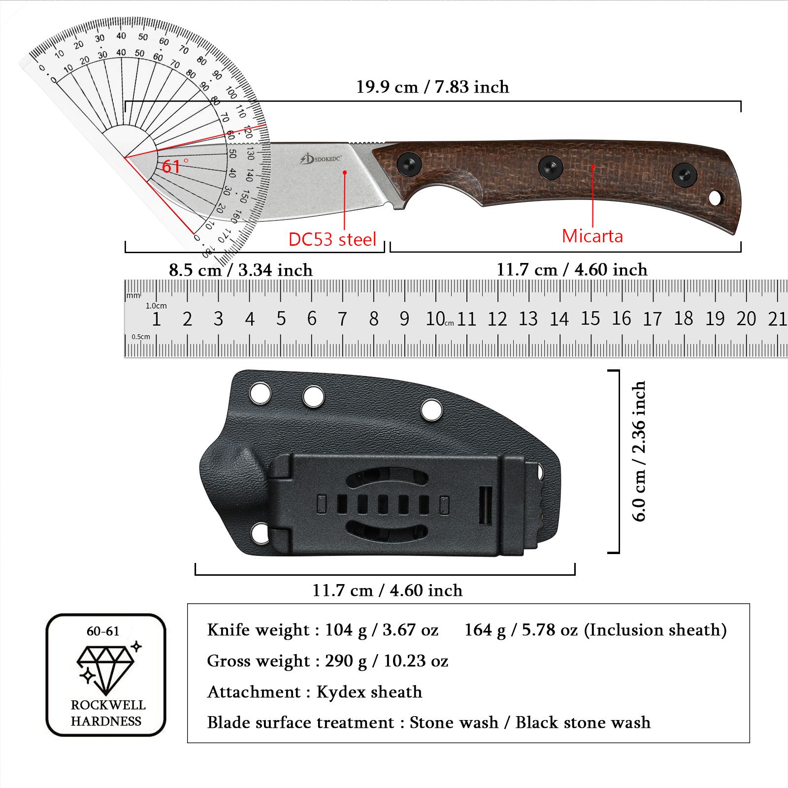 SDOKEDC DC53 Steel EDC Utility - Edc Carry Fixed Blade incelemesi ve fiyatı